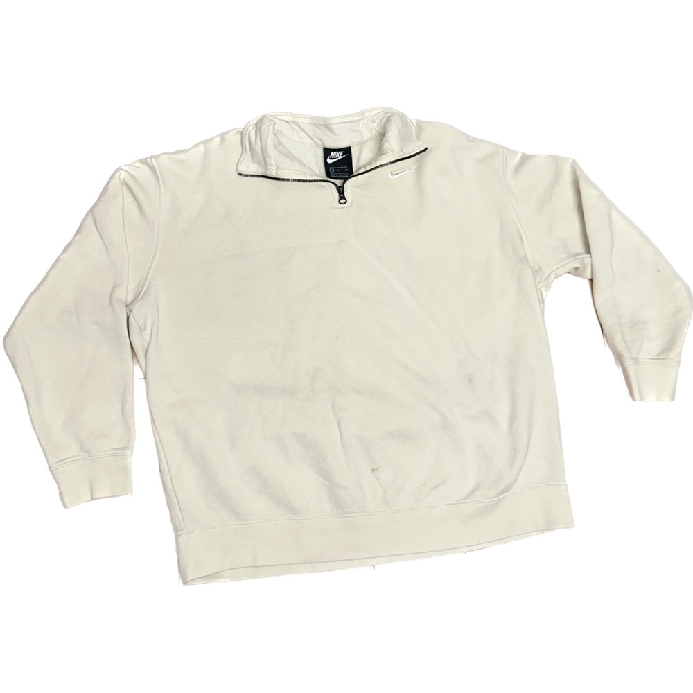 Nike Trend Fleece 1/4 zip sweatshirt in cream/ off white Oversized Womens